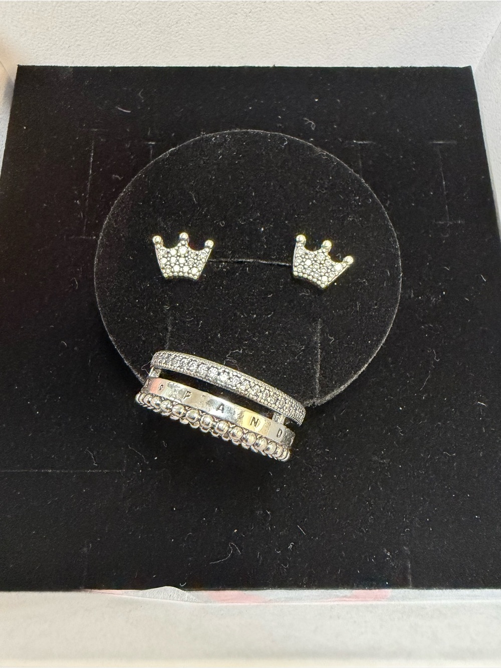 Pandora ring and earrings
